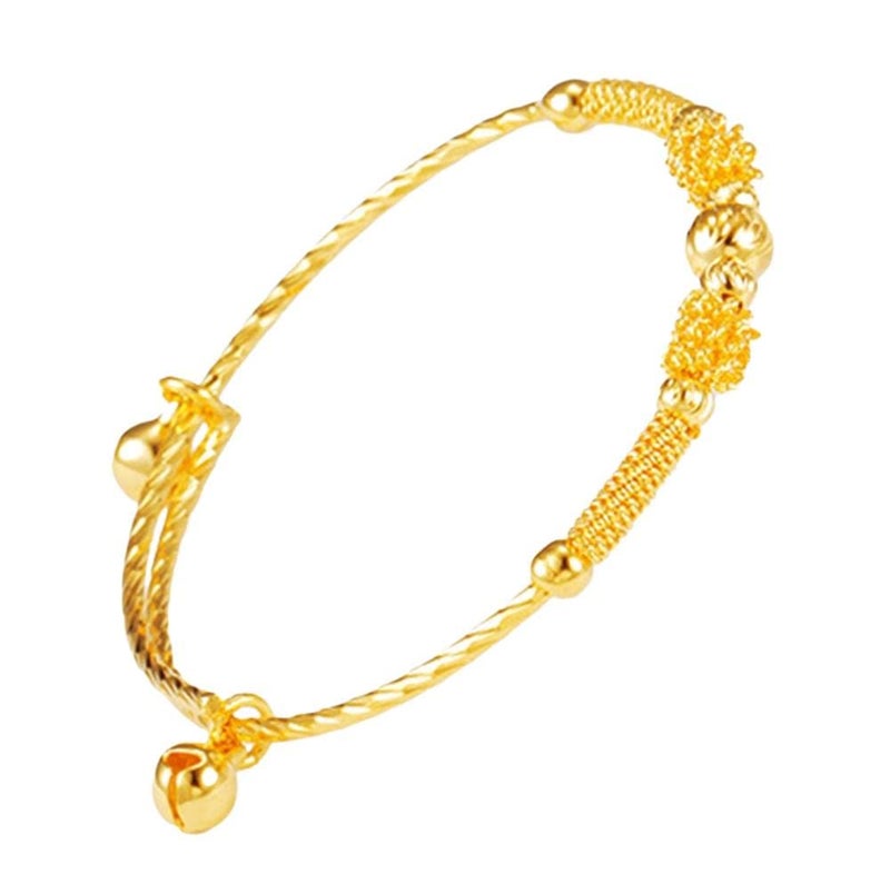 Kugoa loyoe jewelry 24k Yellow Gold Plated Baby's Bracelet Adjustable Children's Bangle(2pcs/lot) - Image 5